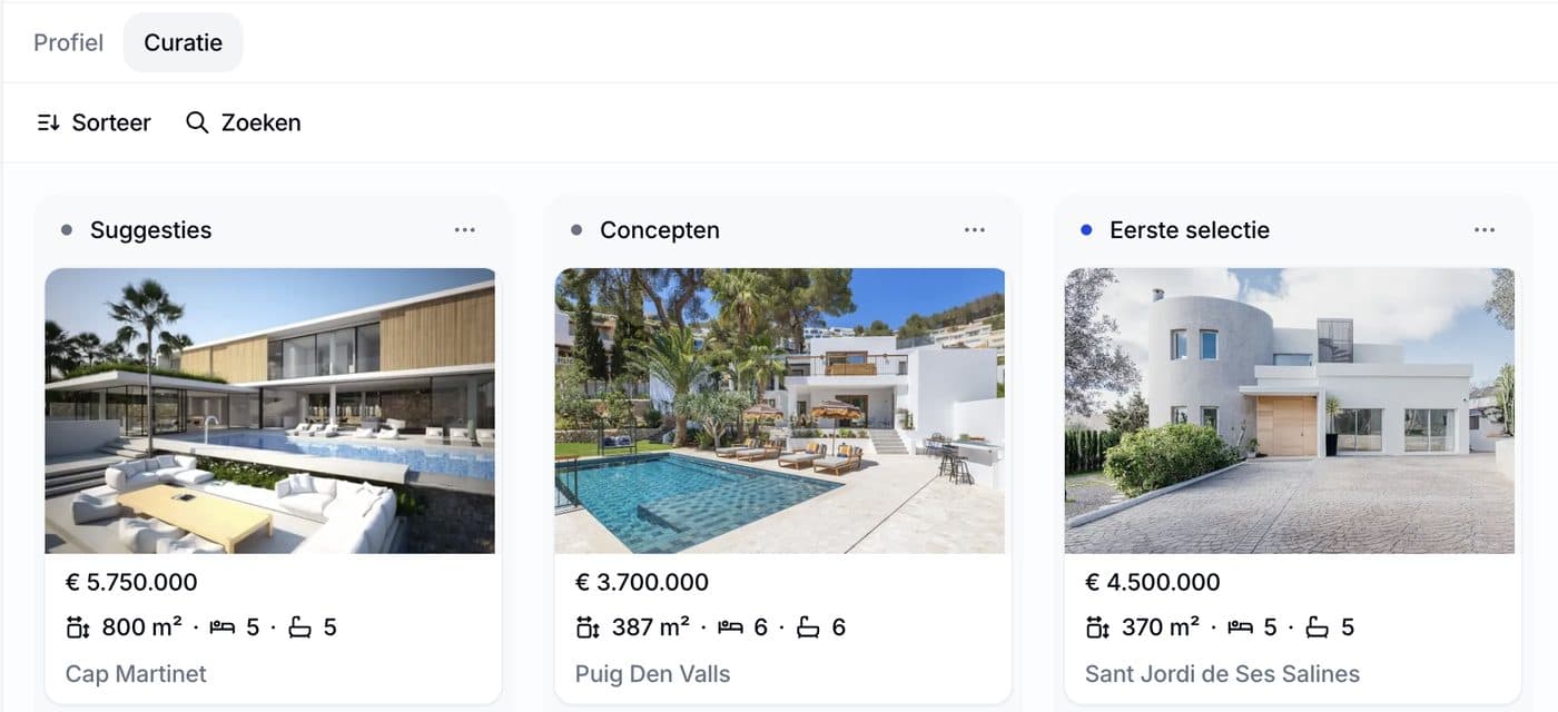 The agent's curation board in Realease Pro